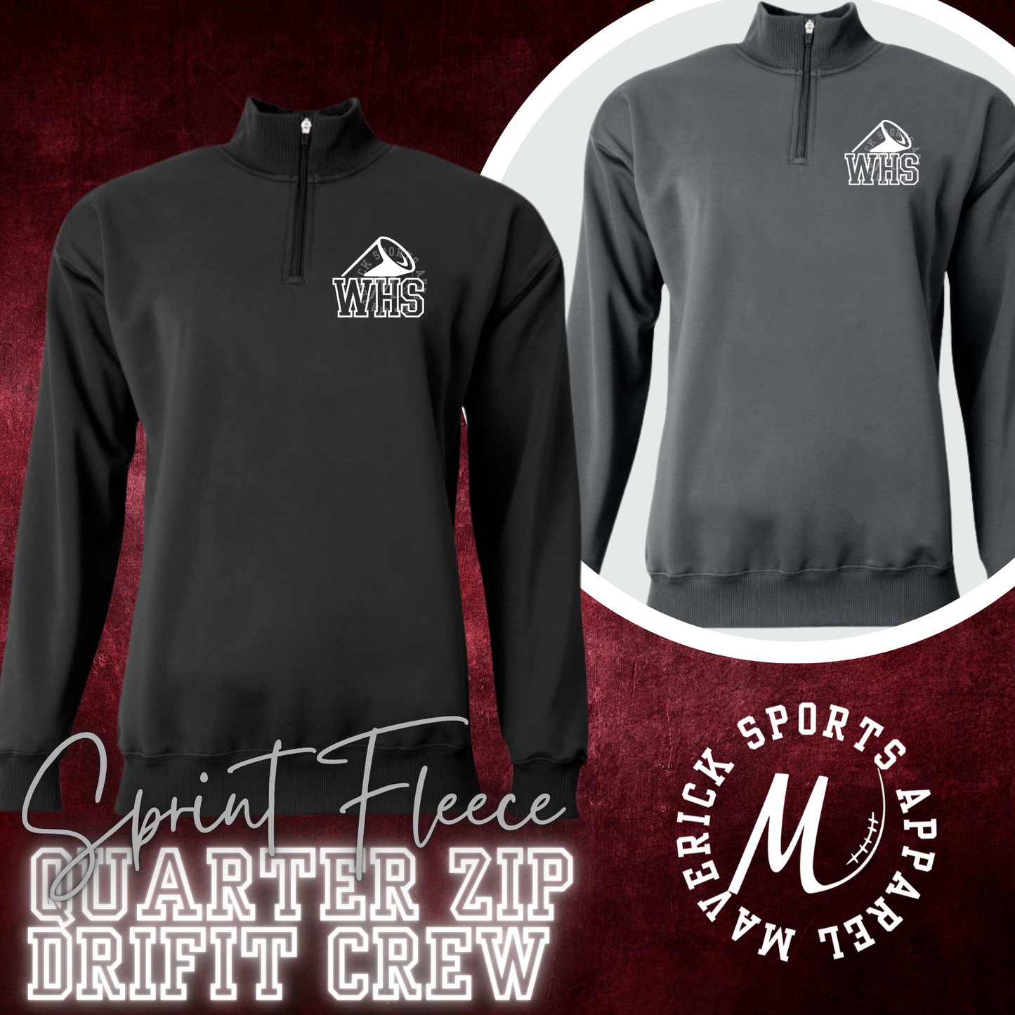 Waller Cheer Sprint Fleece Quarter Zip Drifit Crew