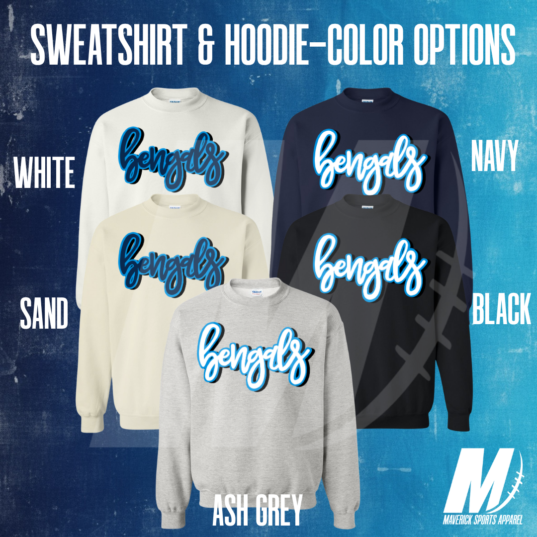 Bengals Hand Drawn Bubble Script Crewneck Sweatshirt