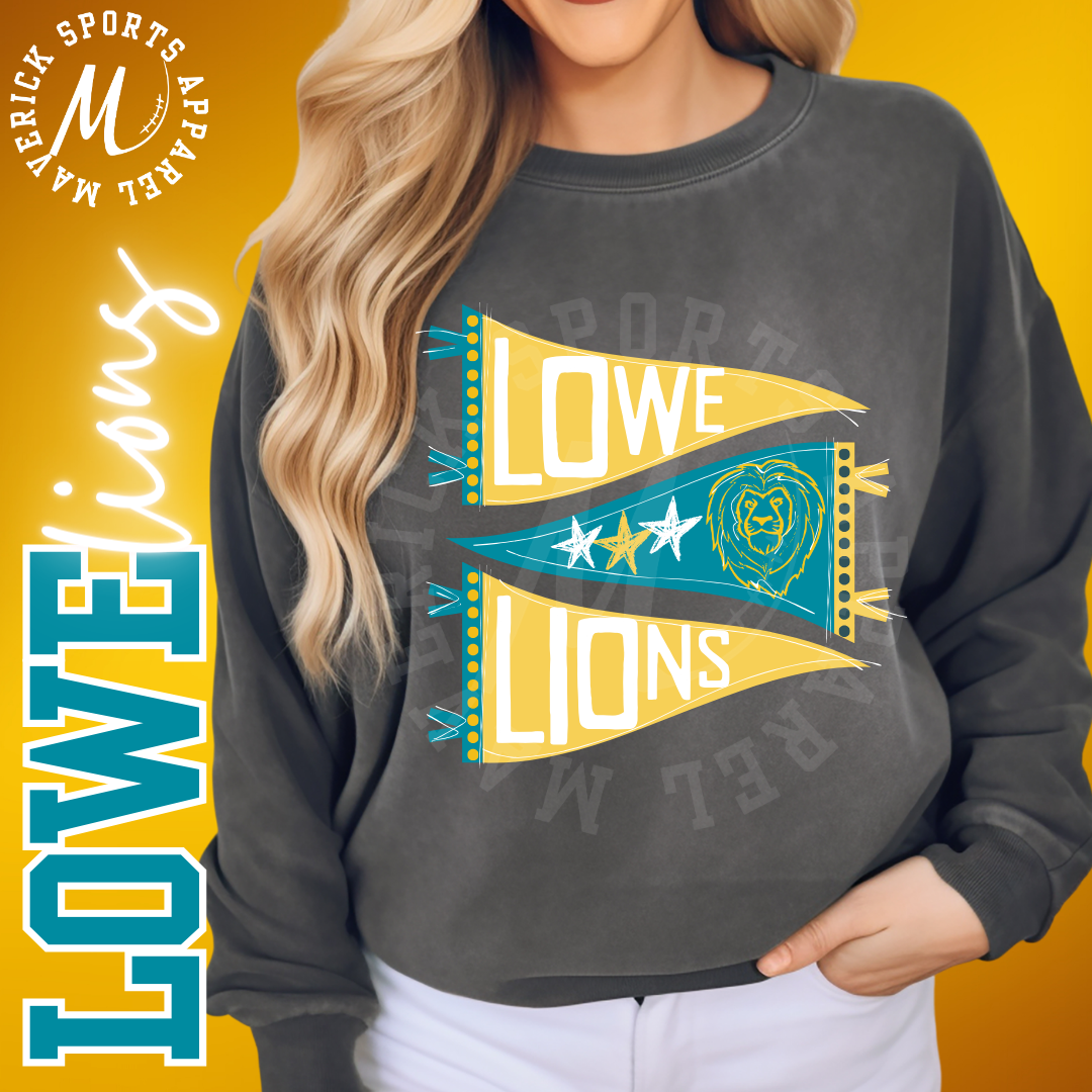 Lowe Lions Pennants Comfort Colors Crew