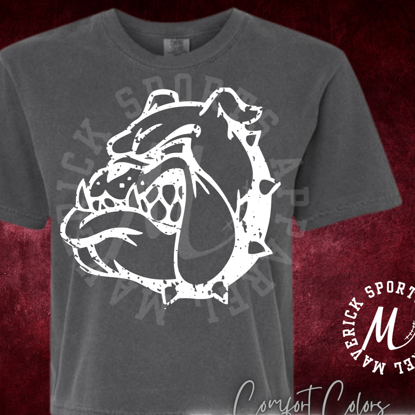 Distressed Bulldog Comfort Colors Boxy Tee