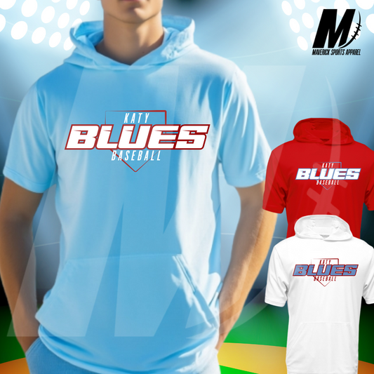 Katy Blues Baseball Xtreme-Tek Short Sleeve Hood