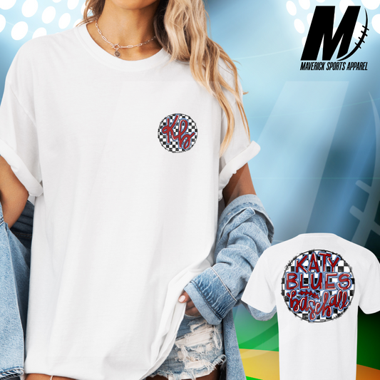 Katy Blues Checkered Monogram Pocket & Back Comfort Colors® Tee