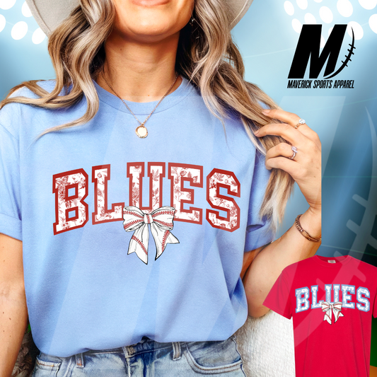 Blues Floral Varsity Comfort Colors® Tee