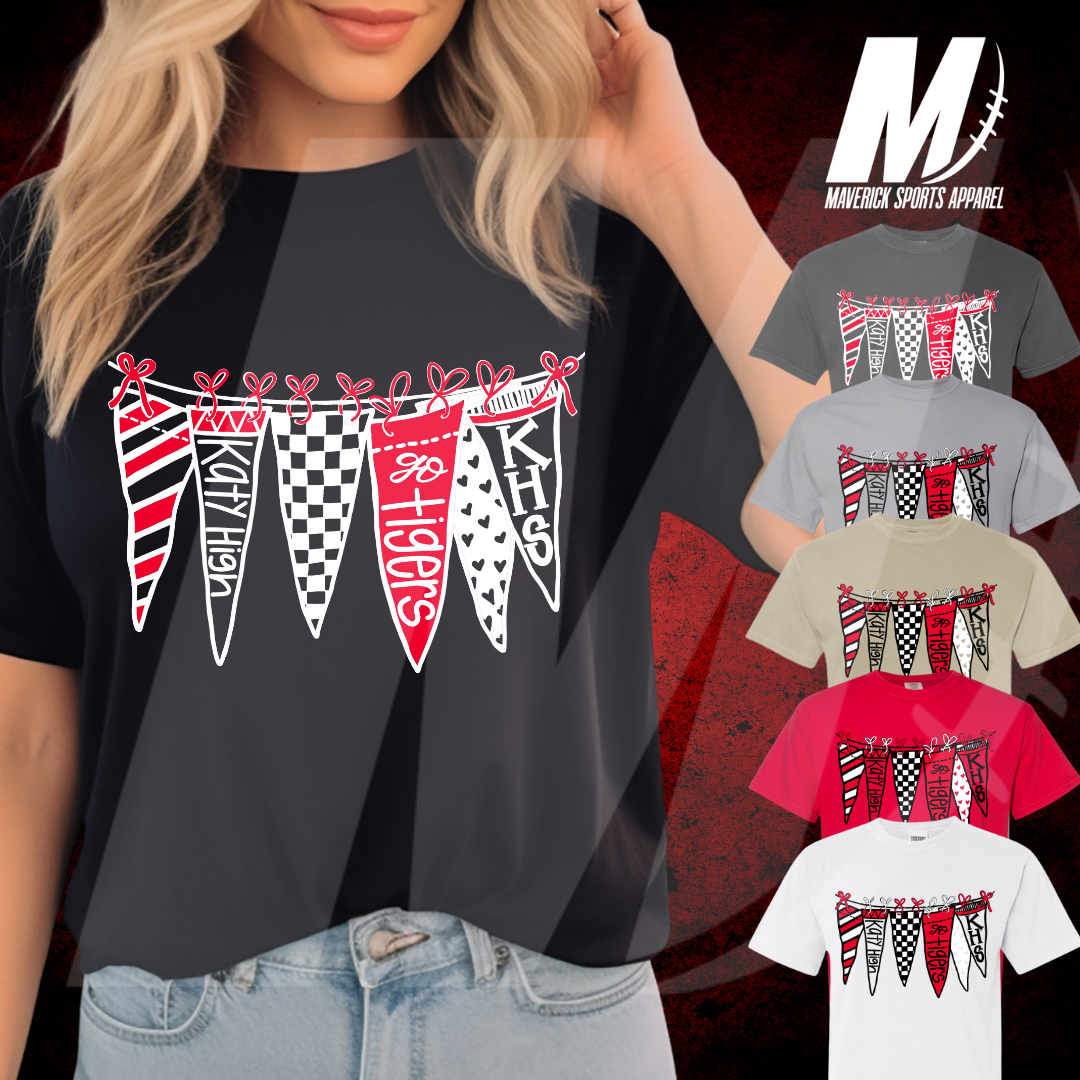 Katy HS Hand-Drawn Pennant Banner Tee – Comfort Colors®