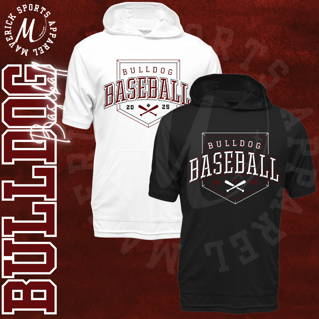Bulldog Baseball Short Sleeve Hoodie