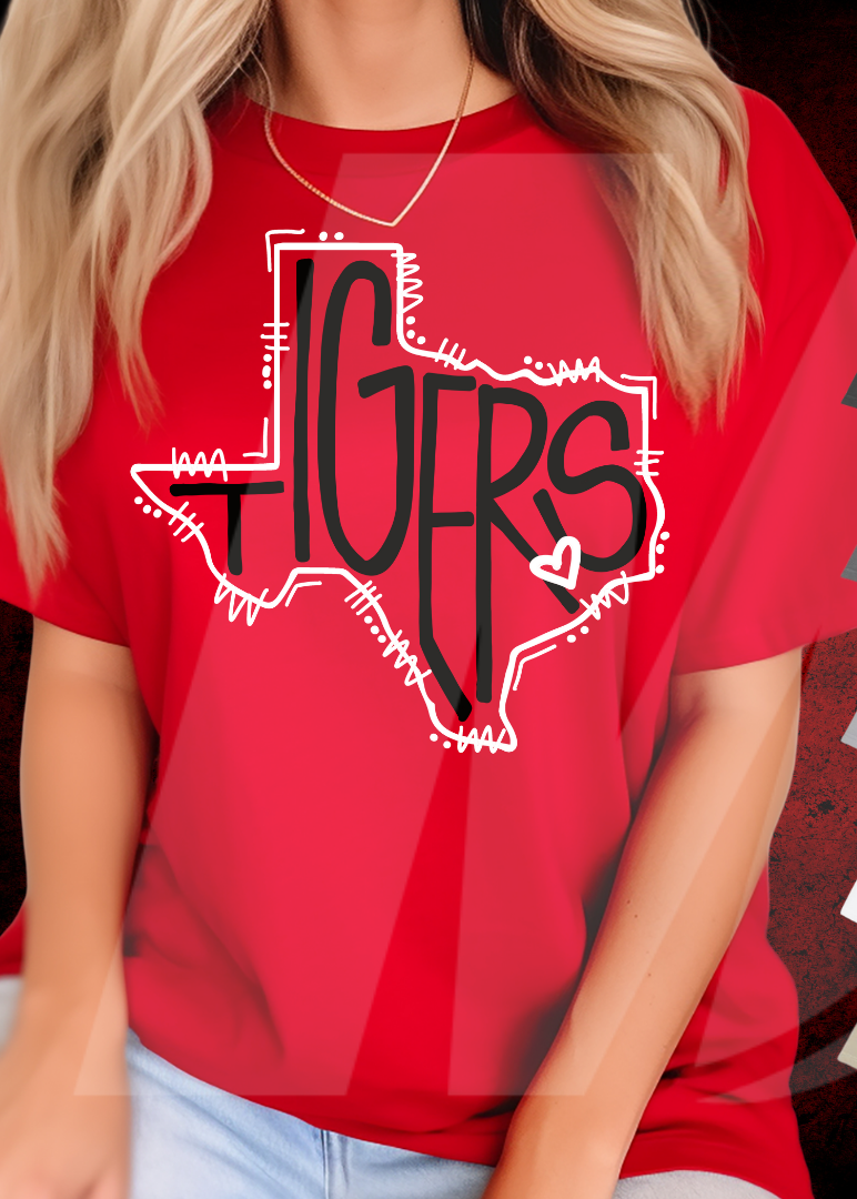 Katy Tigers Comfort Colors® Tee – Hand-Drawn Hometown Texas Mascot