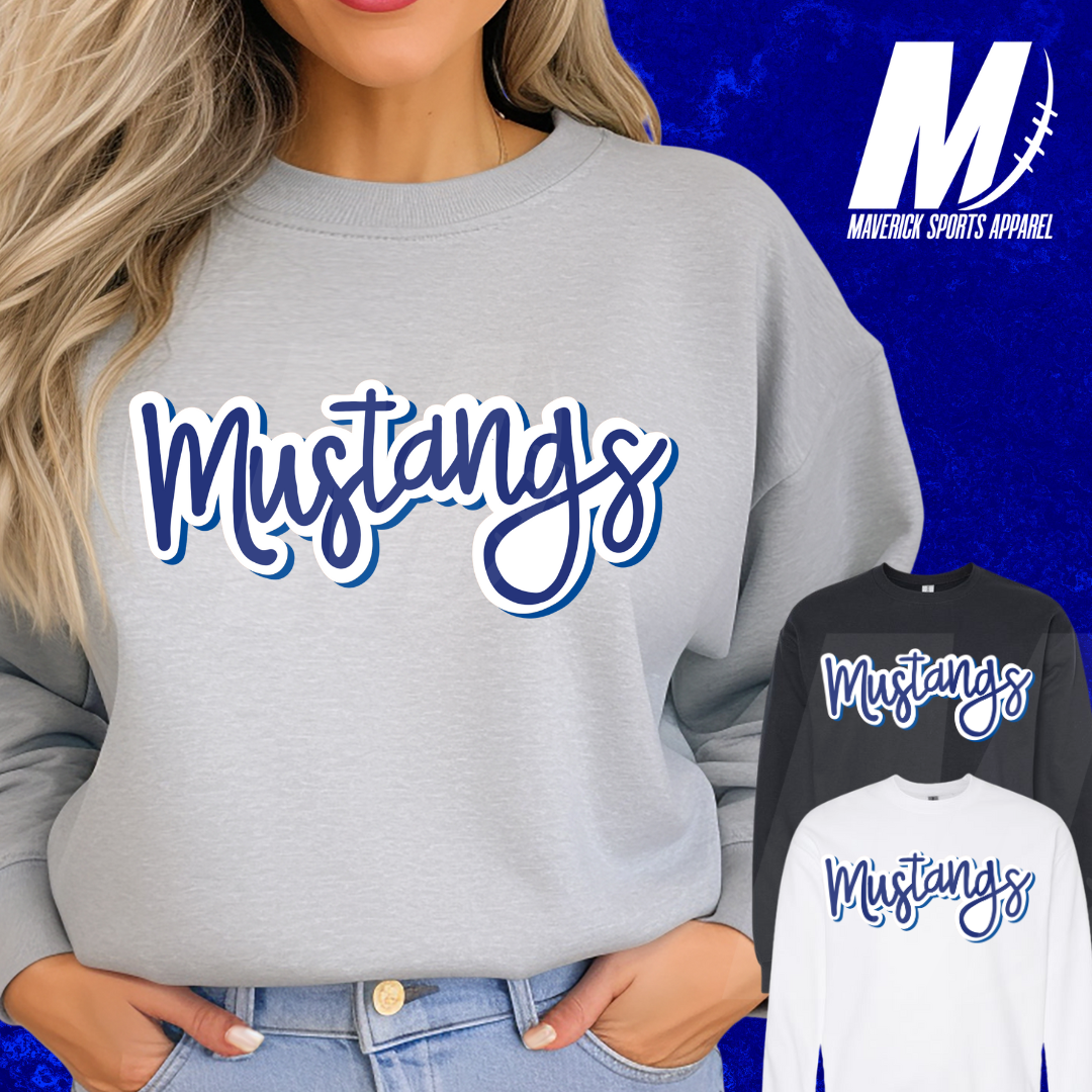 Taylor Mustangs Bubble Script Crewneck Sweatshirt