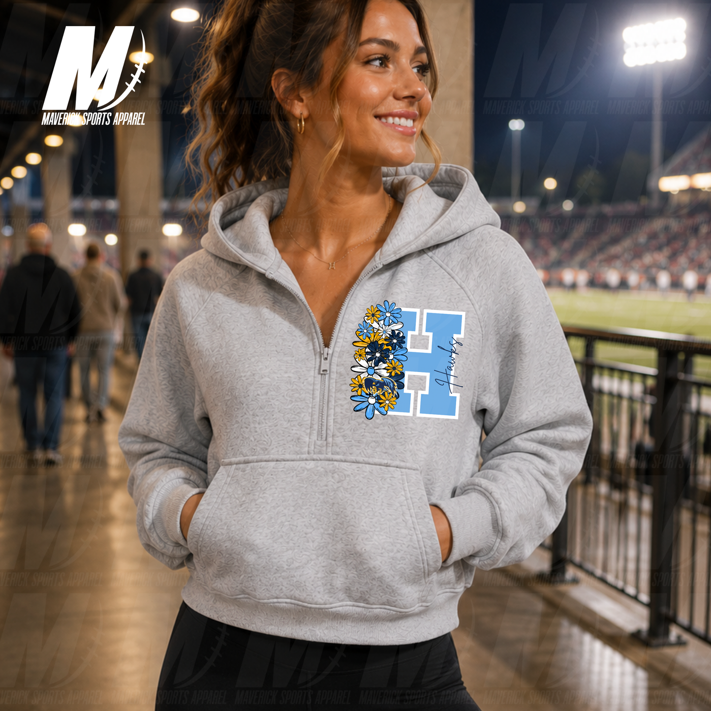 Mavericks Summer Bloom Cropped 1/2 Zip Hoodie