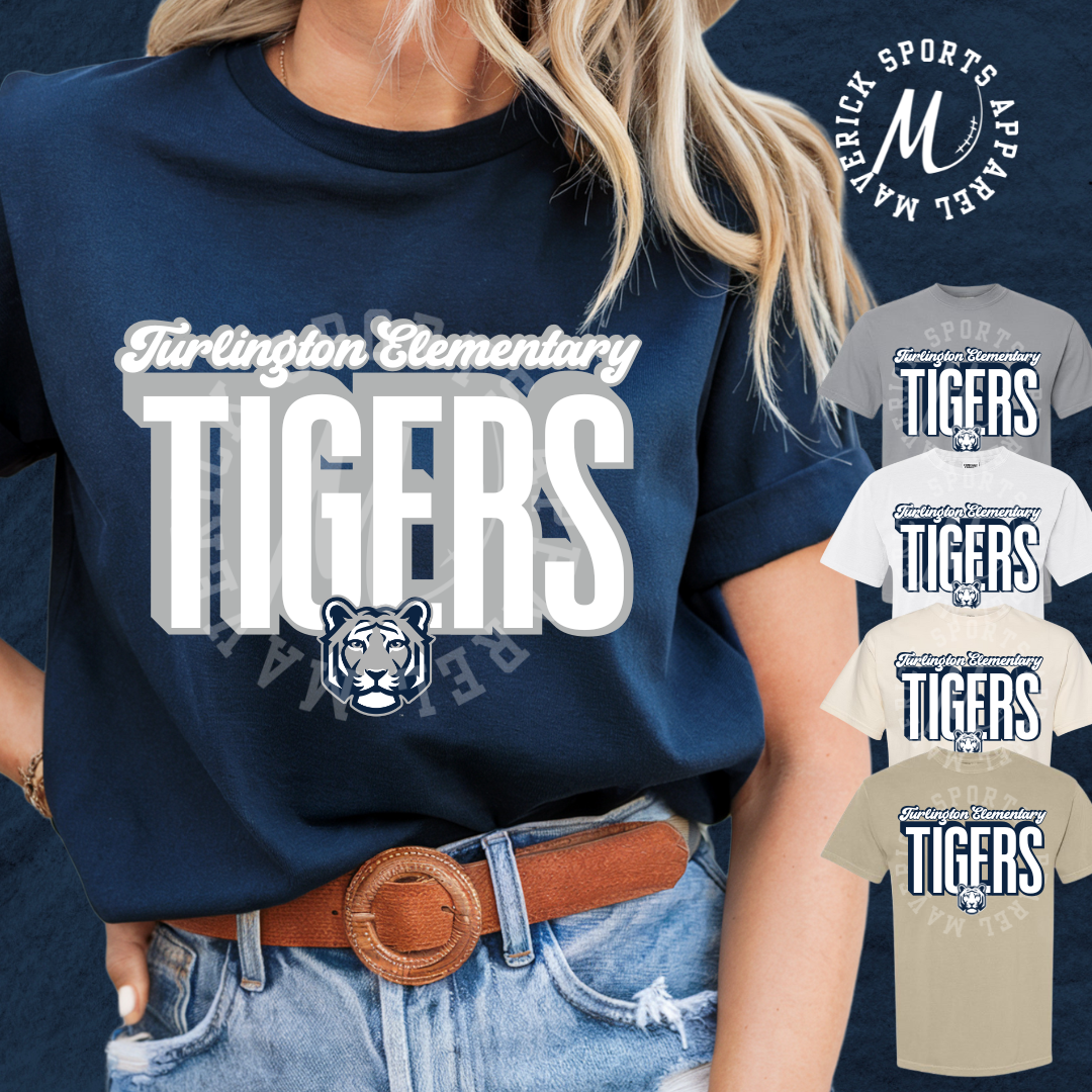 Turlington Elementary Tigers Block Script Comfort Colors® Tee