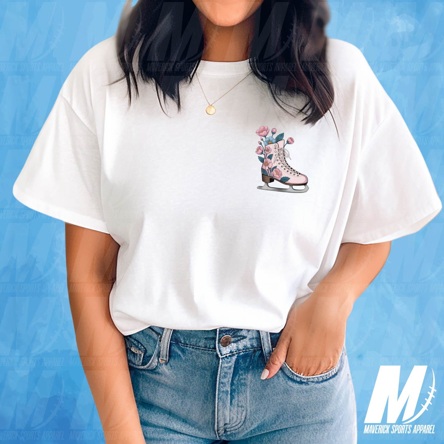 Floral Ice Skate Pocket Tee