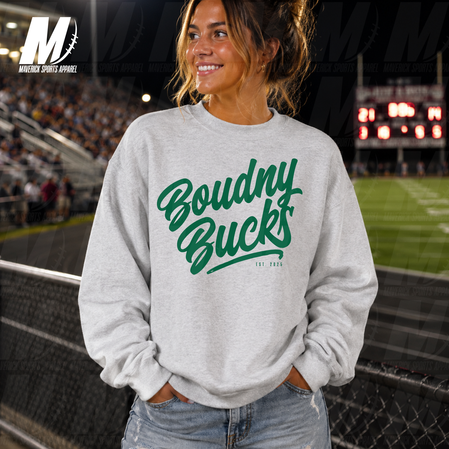 Boudny Bucks Heritage Script – Crewneck Sweatshirt