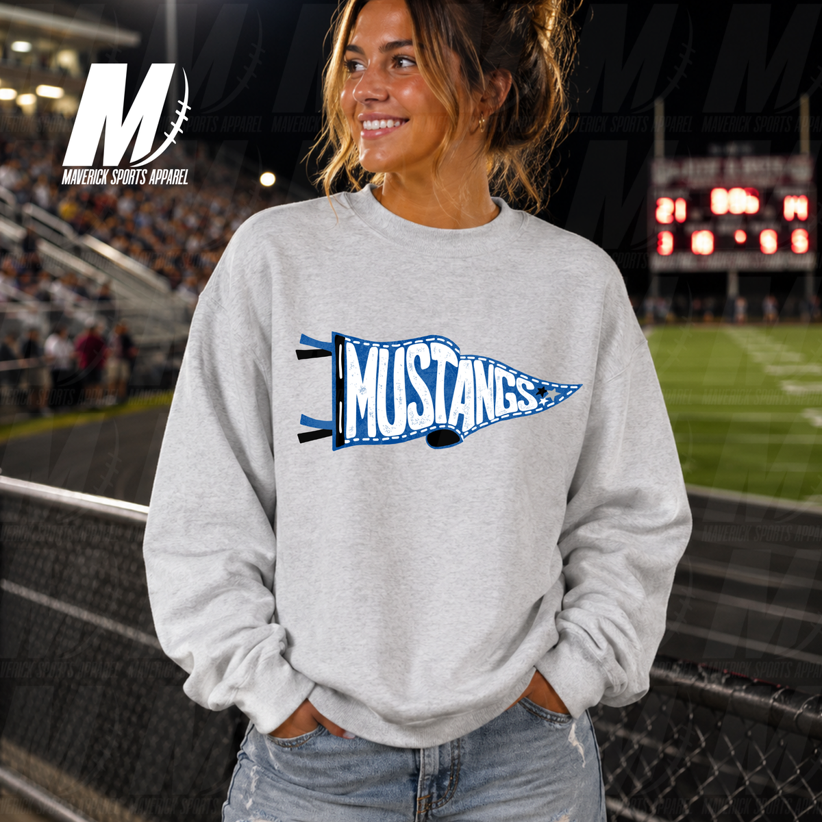 Taylor Mustangs Victory Pennant – Crewneck Sweatshirt