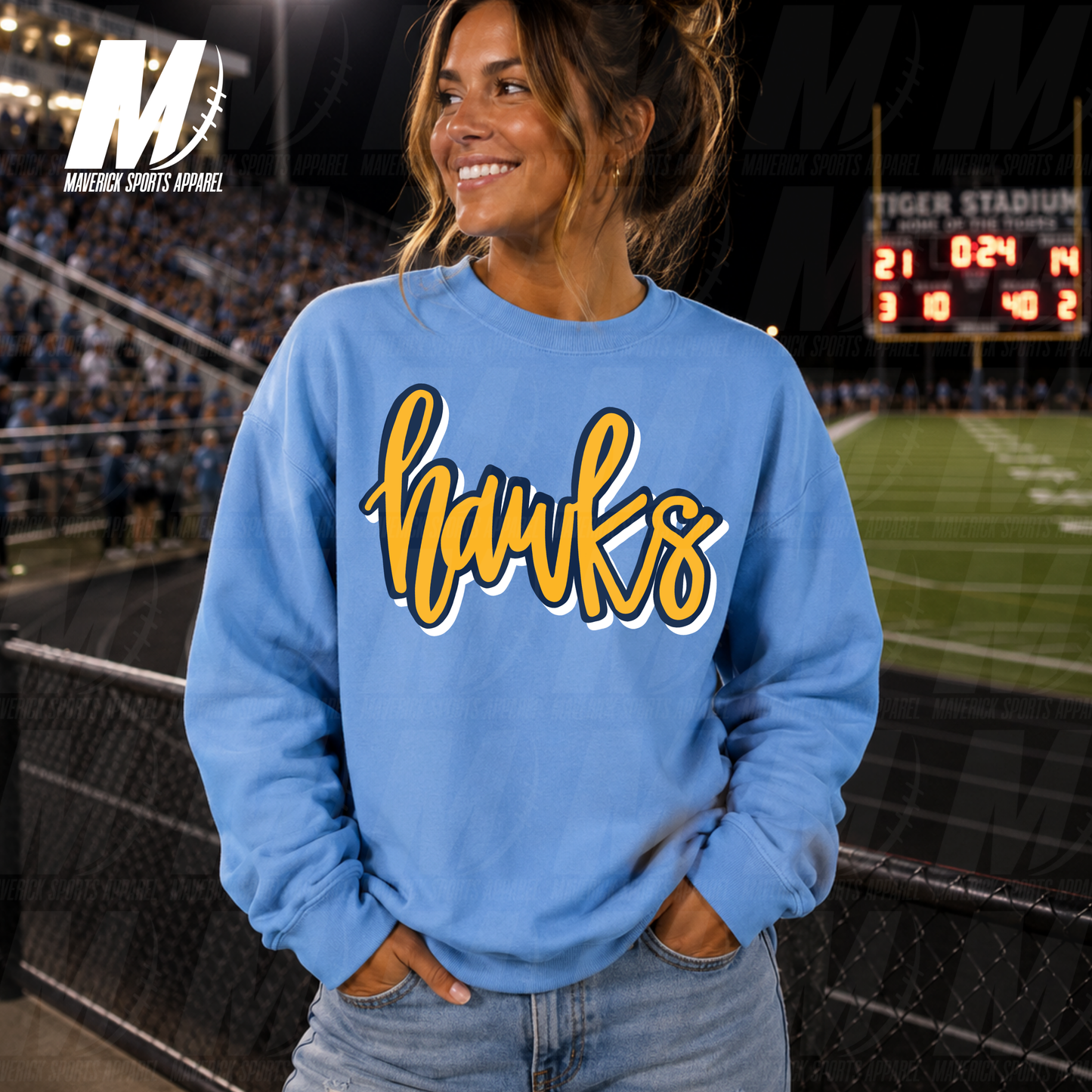 Nelson Hawks Bubble Script – Crewneck Sweatshirt