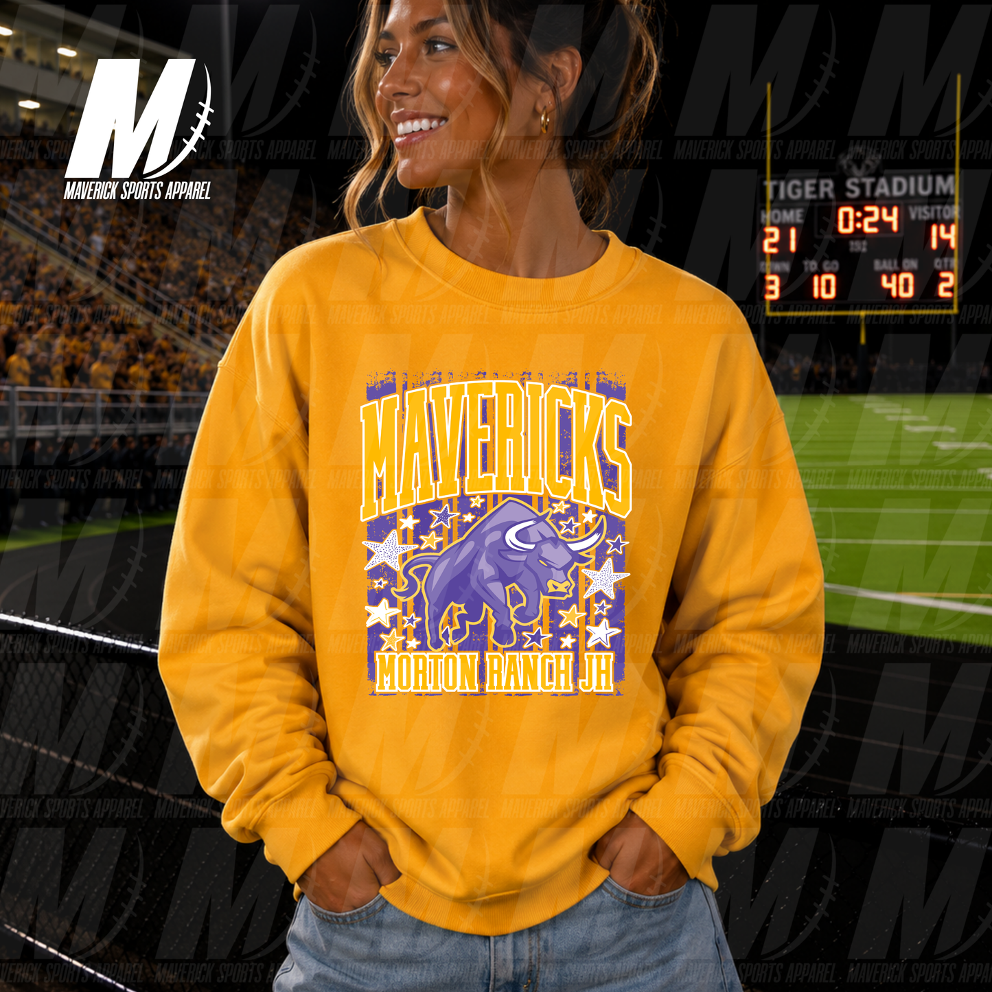 Morton Ranch Mavericks Stars & Stripes – Crewneck Sweatshirt
