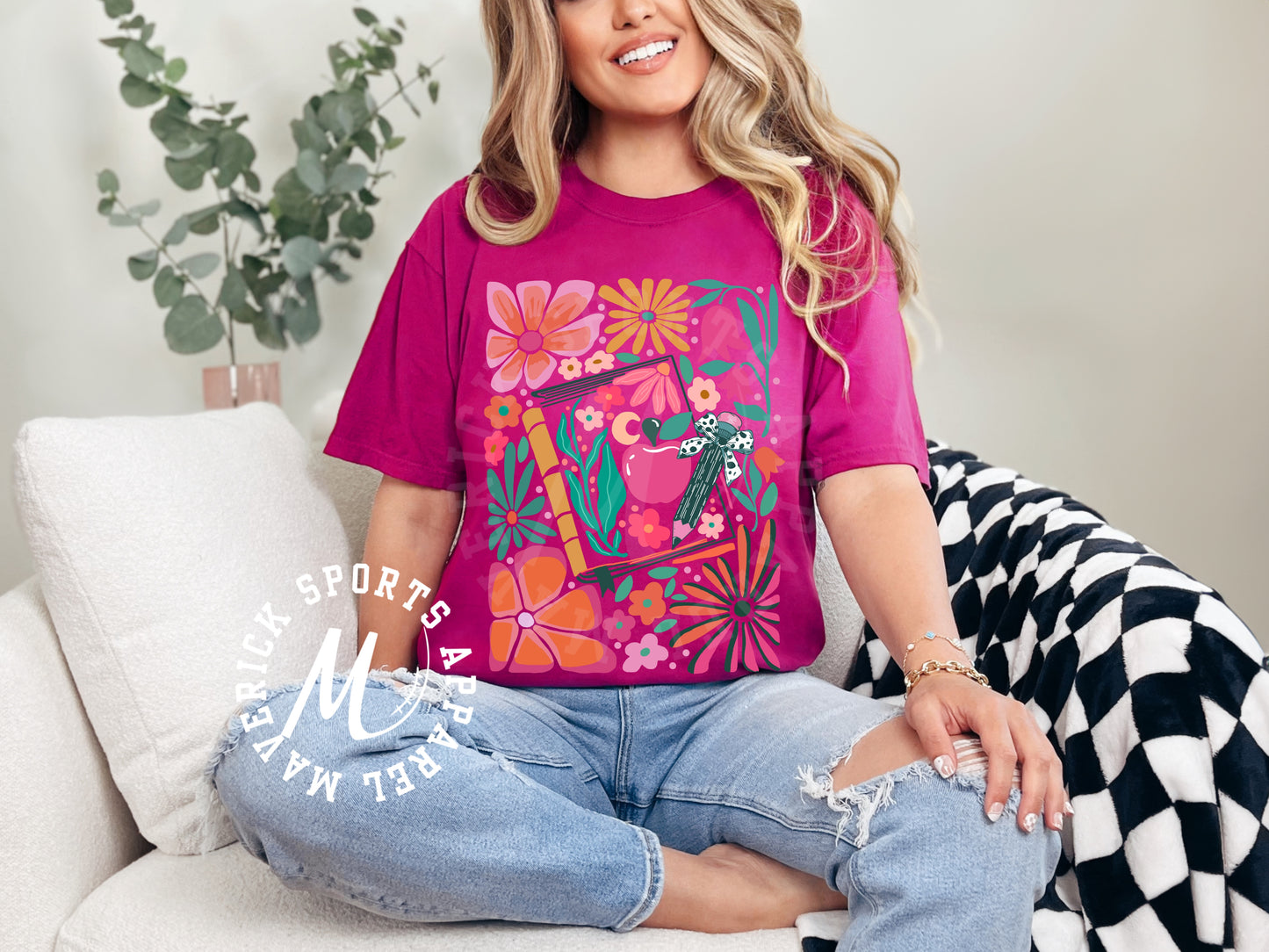 Floral Teacher Collage Comfort Colors Tee