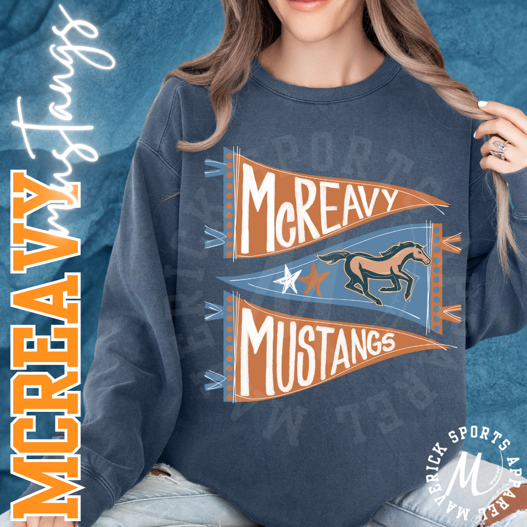 McReavy Mustangs Pennants Comfort Colors Crew