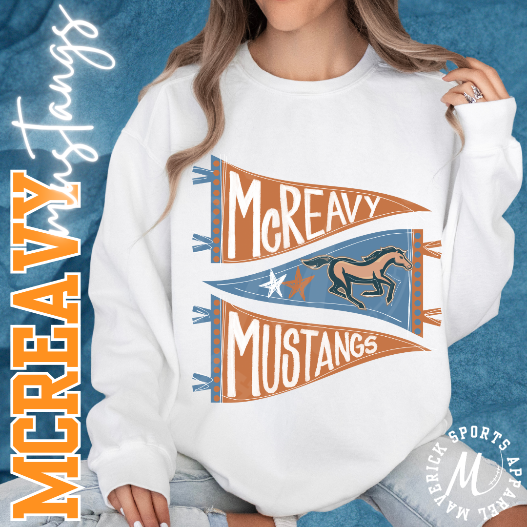 McReavy Mustangs Pennants Comfort Colors Crew