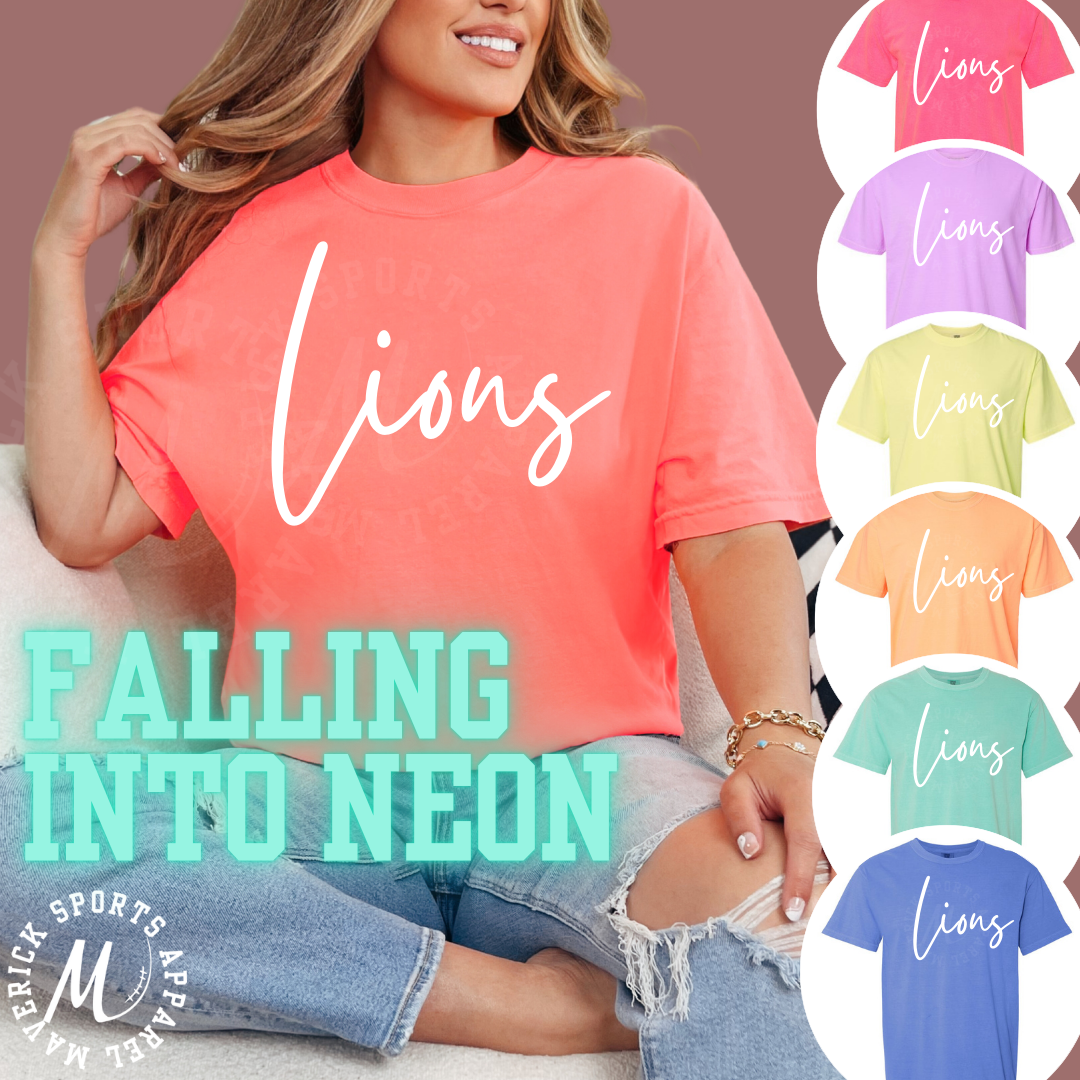 Lions Script Neon Tee