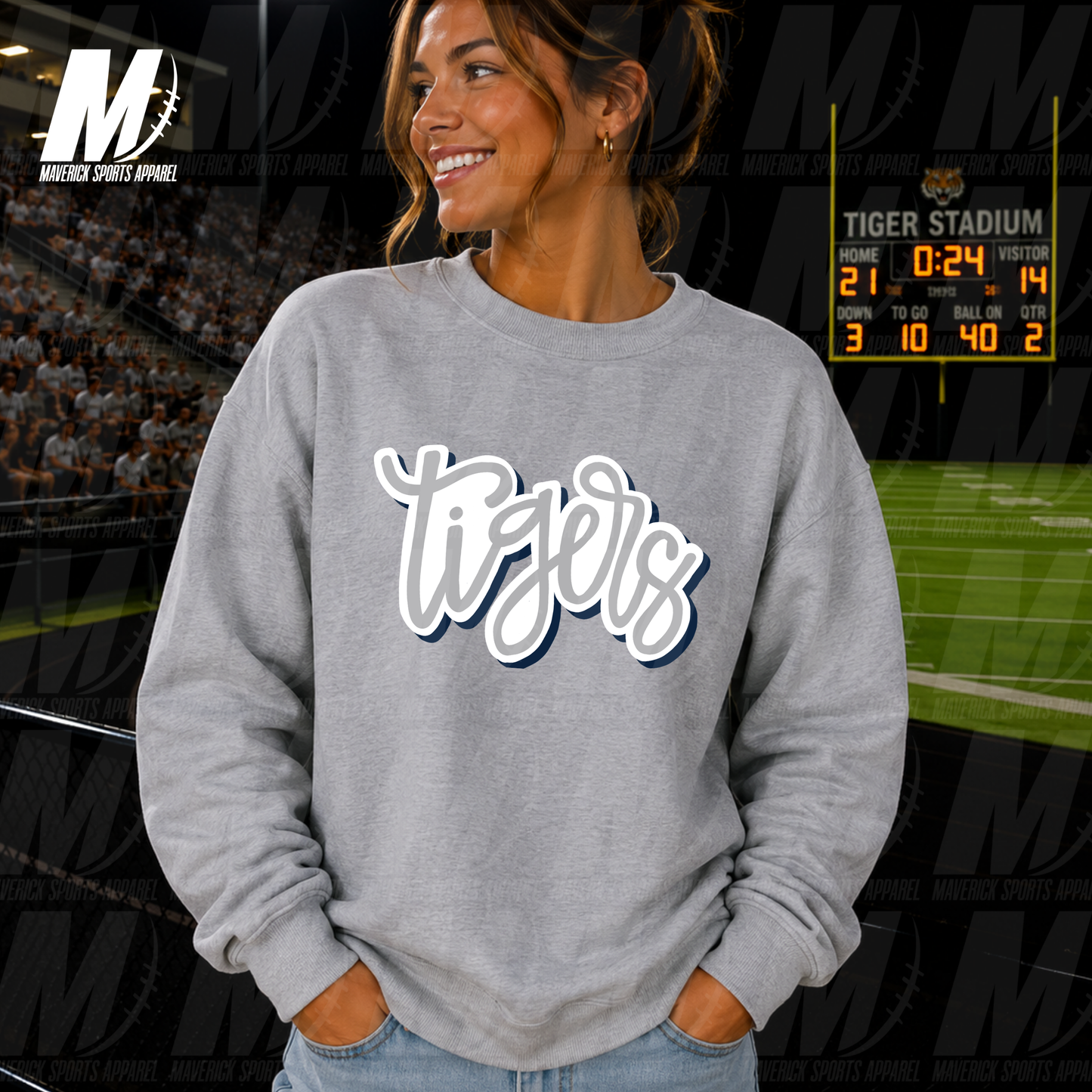 Turlington Tigers Bubble Script – Crewneck Sweatshirt