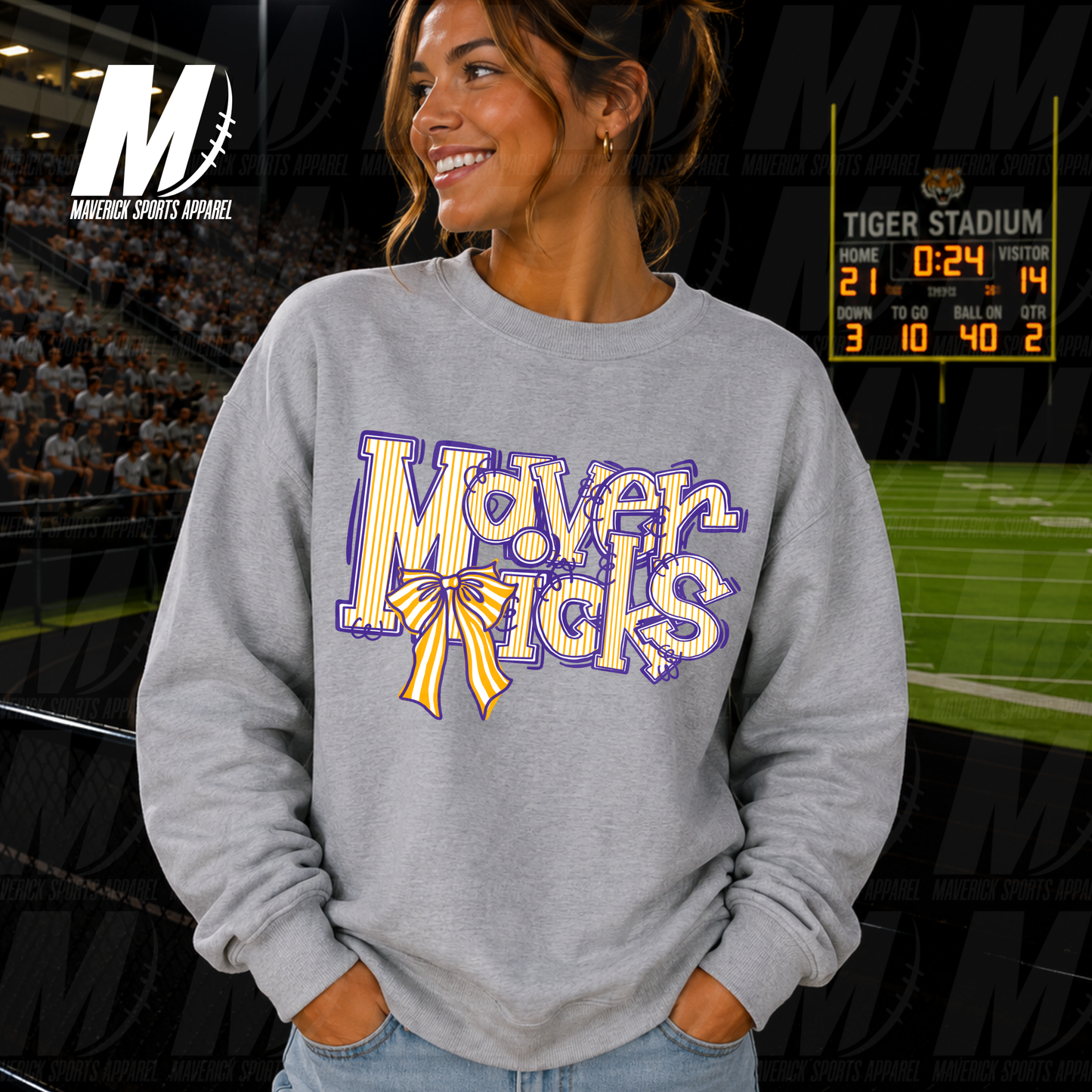 Mavericks Bows & Stripes – Crewneck Sweatshirt