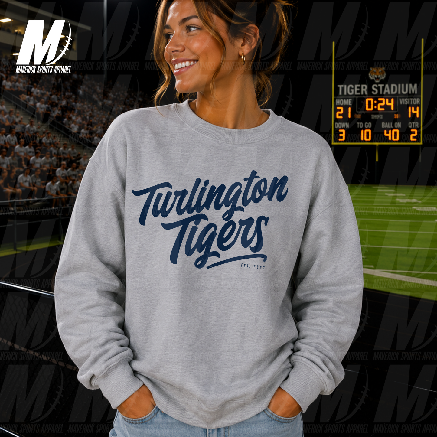 Turlington Tigers Heritage Script – Crewneck Sweatshirt