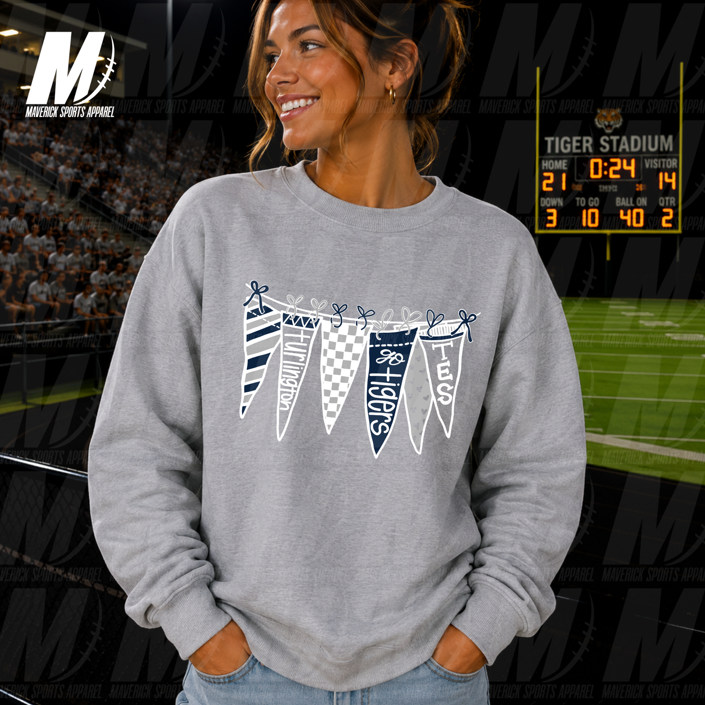 Turlington Tigers Pep Rally Pennants – Crewneck Sweatshirt