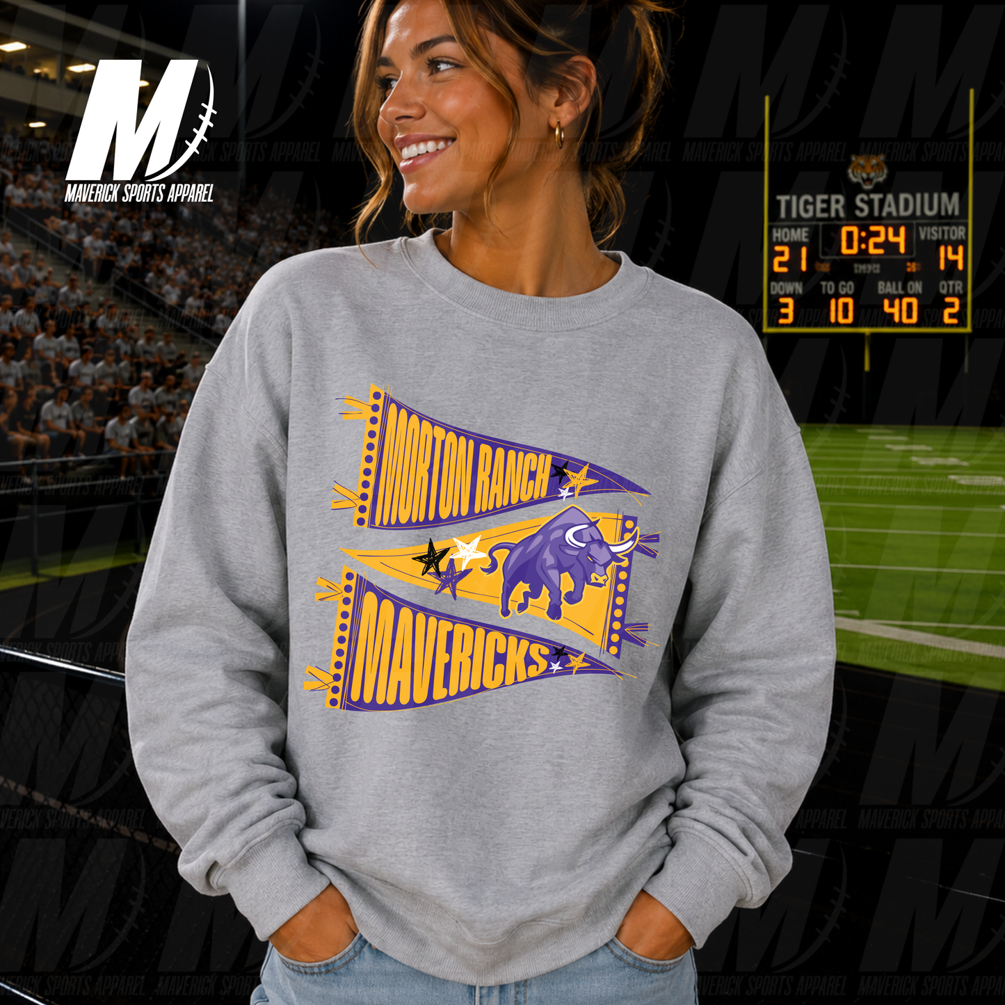 Morton Ranch Mavericks Game Day Pennant – Crewneck Sweatshirt