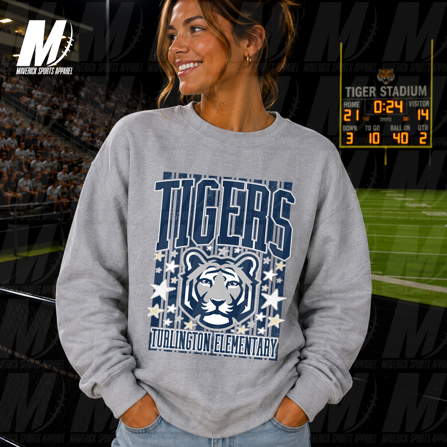 Turlington Tigers Stars & Stripes – Crewneck Sweatshirt