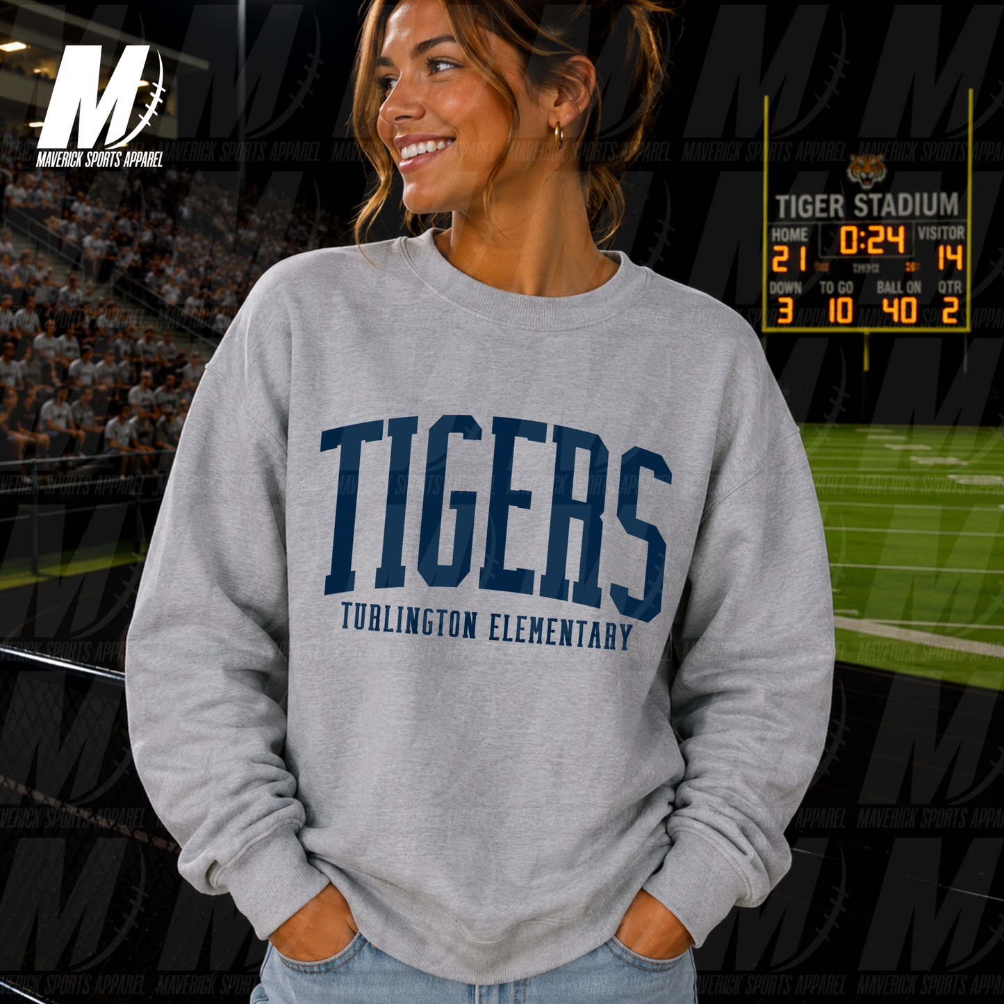 Turlington Tigers Classic Collegiate – Crewneck Sweatshirt