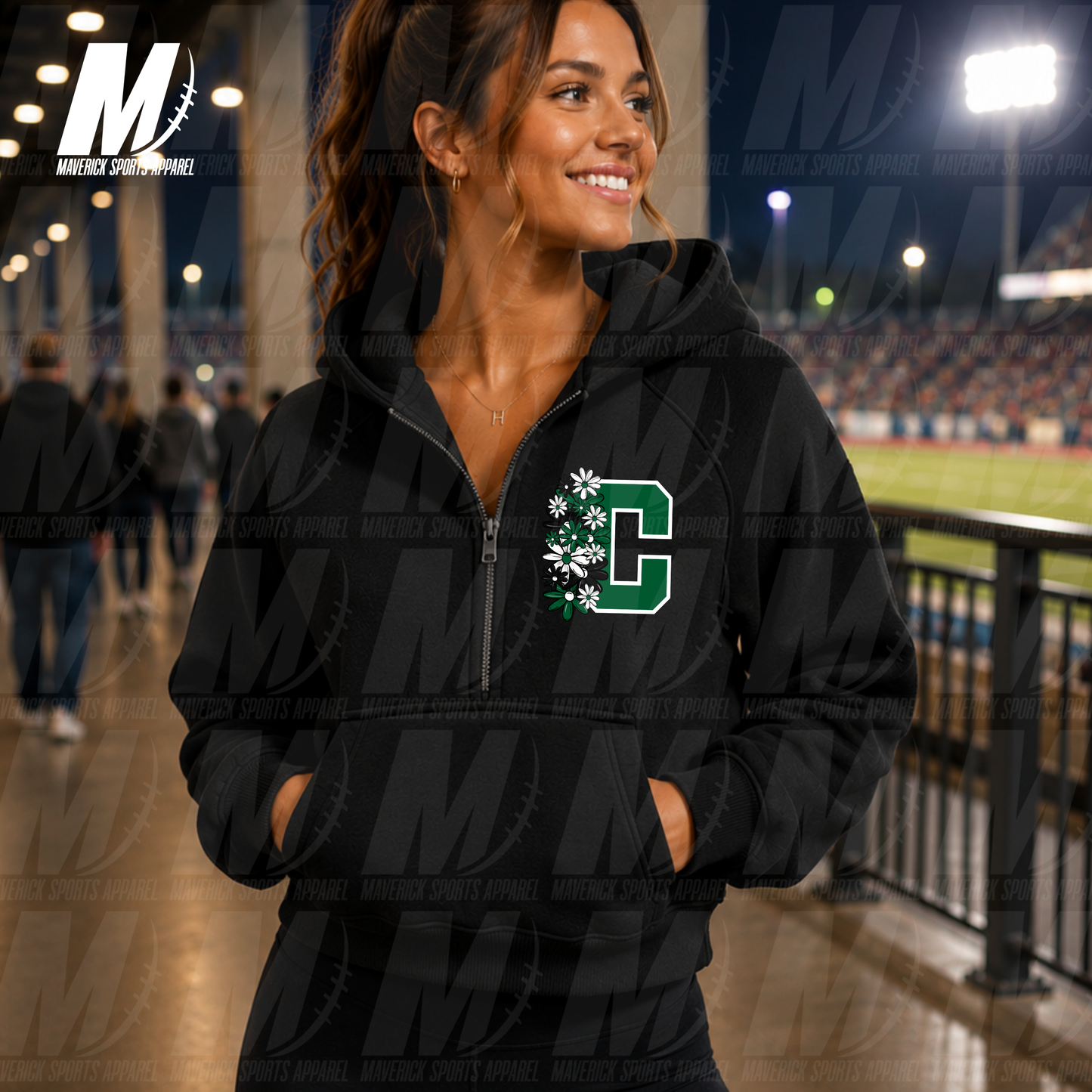 Colts Summer Bloom Cropped 1/2 Zip Hoodie