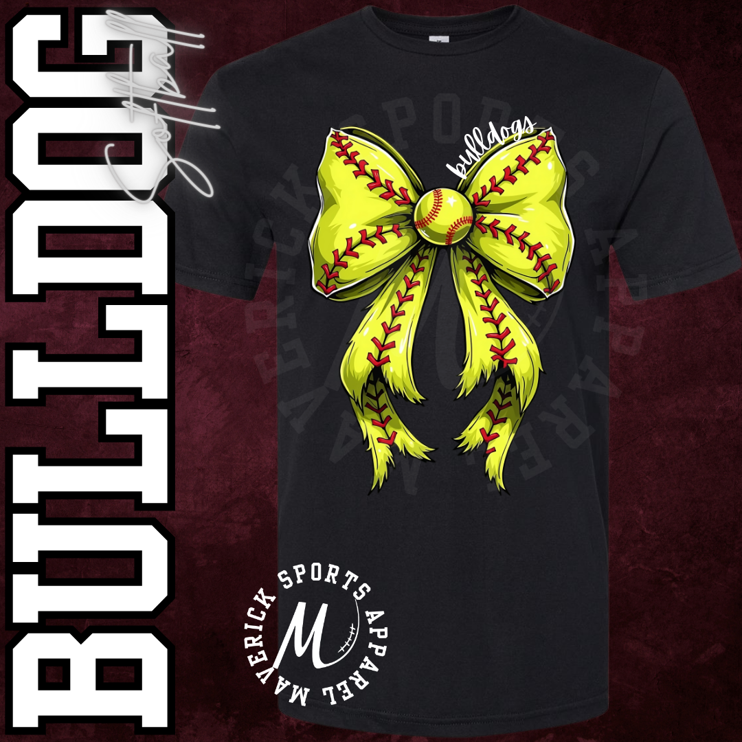 Bulldogs Softball Bow Tee