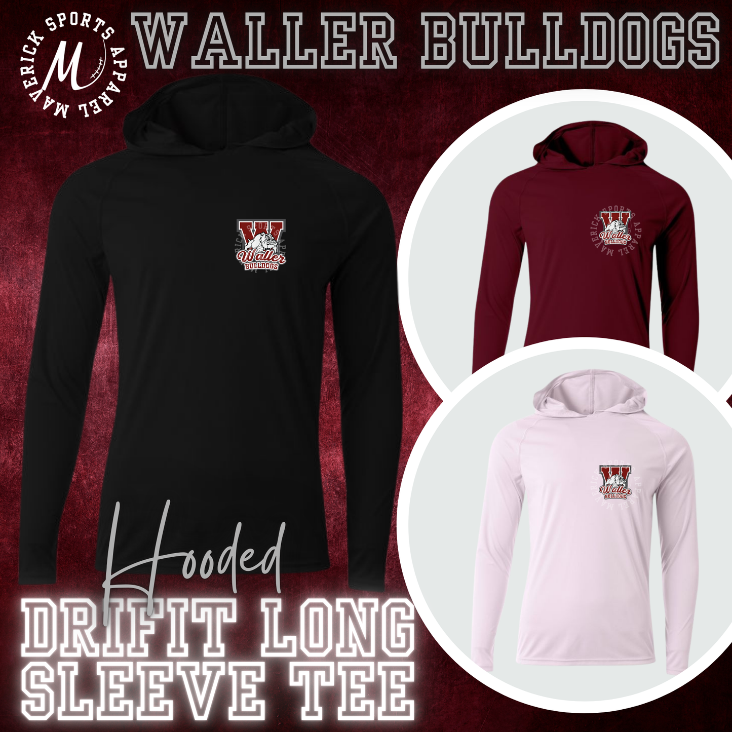 Waller Bulldogs Long Sleeve Hooded Drifit
