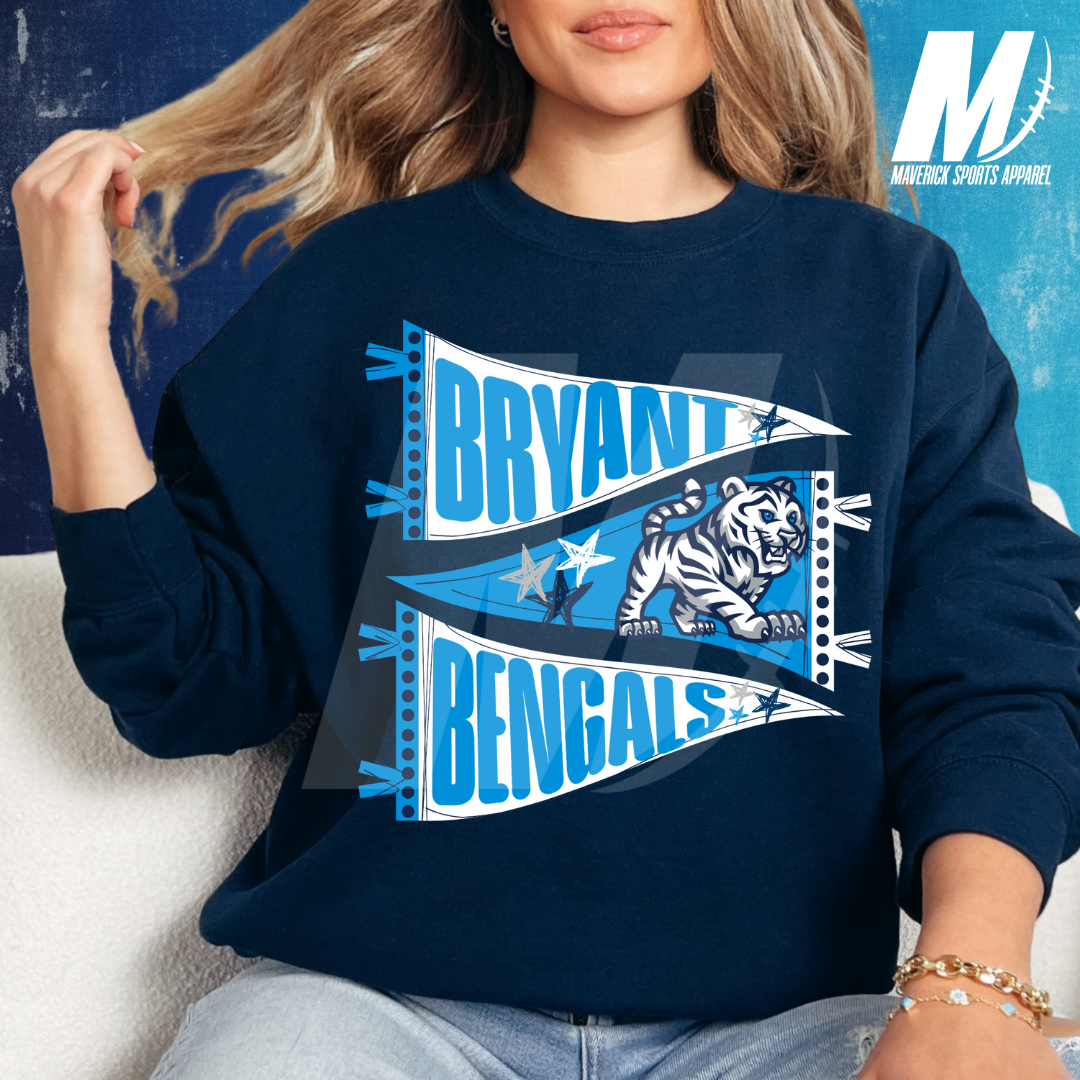 Bryant Bengals Hand-Drawn Pennant Crewneck Sweatshirt