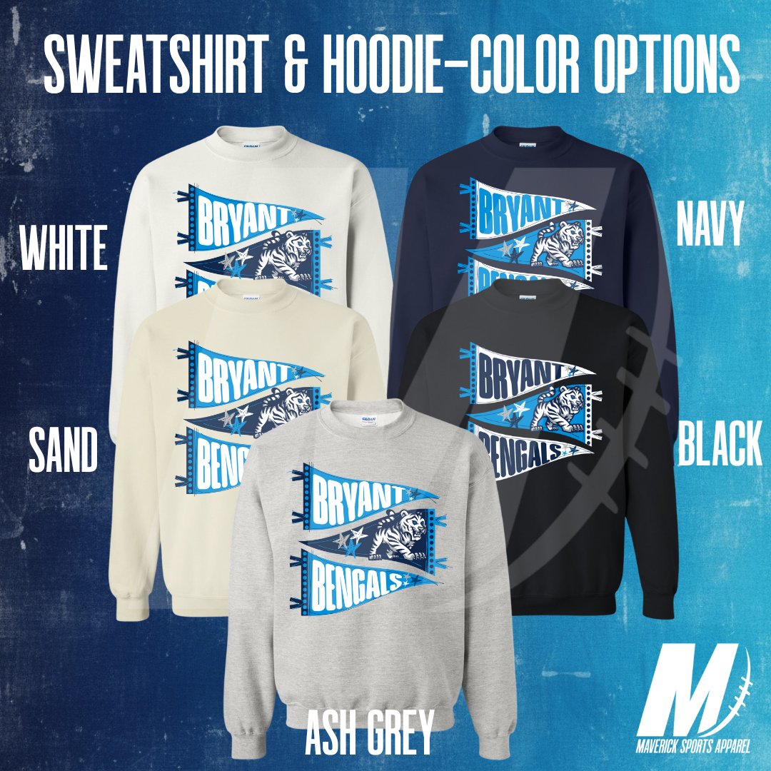 Bryant Bengals Hand-Drawn Pennant Crewneck Sweatshirt