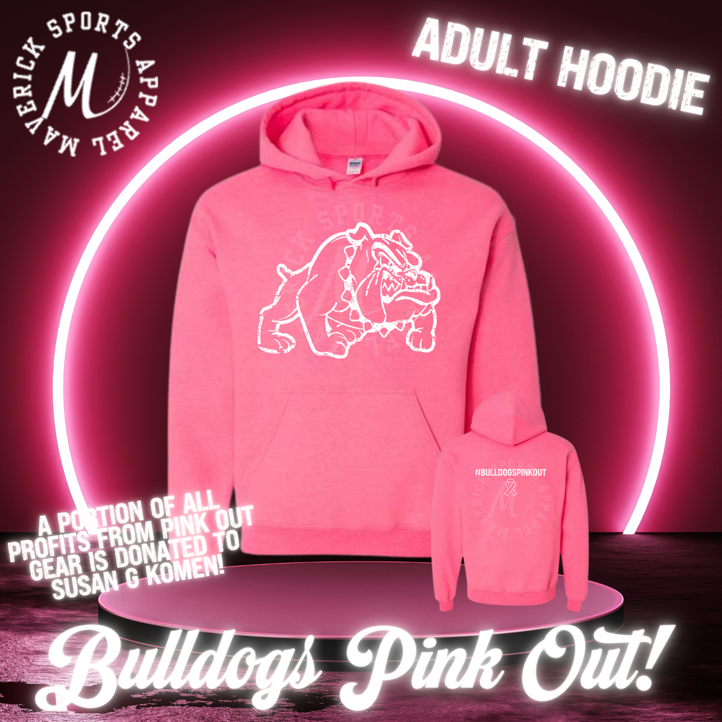 Bulldogs Pink Out Hoodie (JH/Elementary)