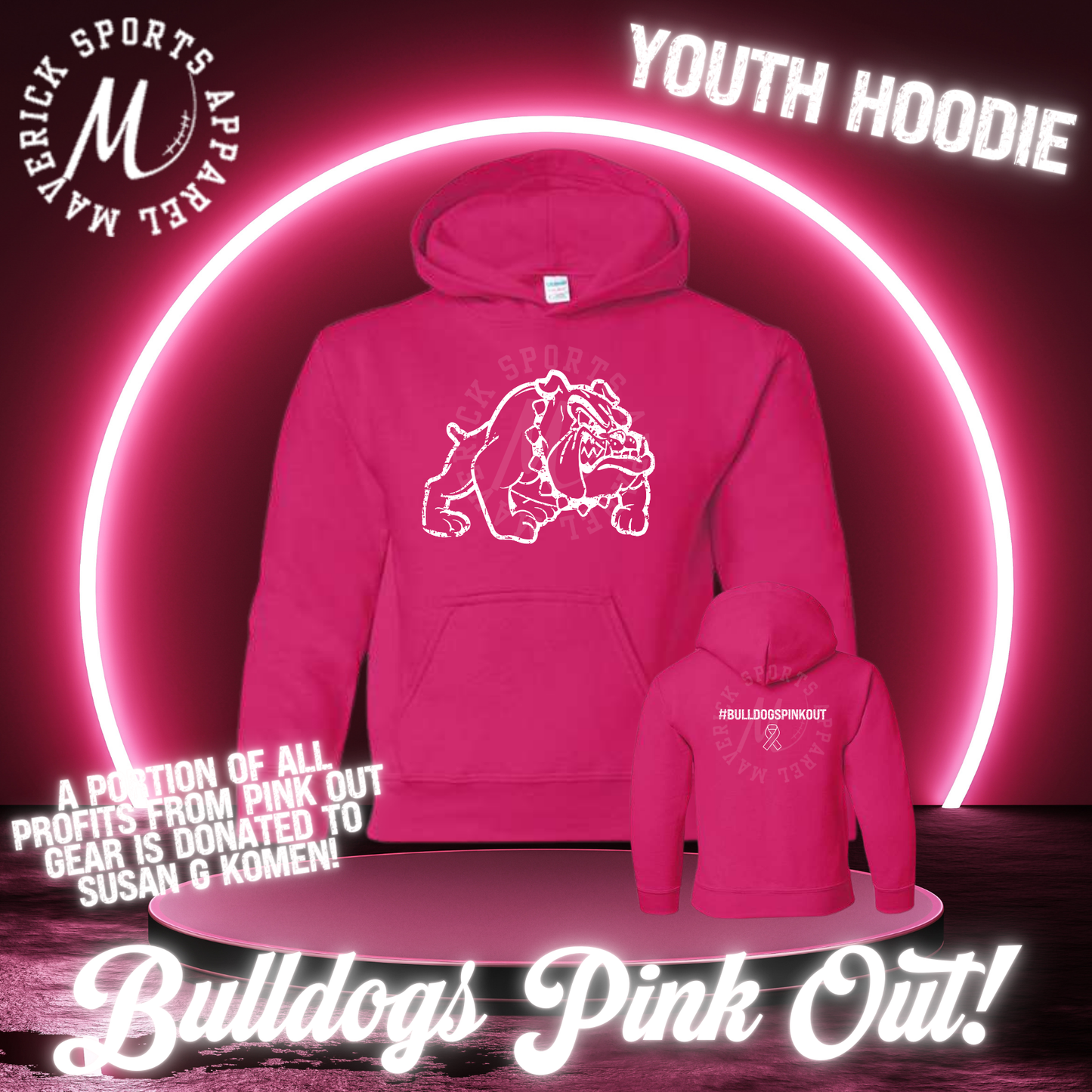 Bulldogs Pink Out Hoodie (JH/Elementary)