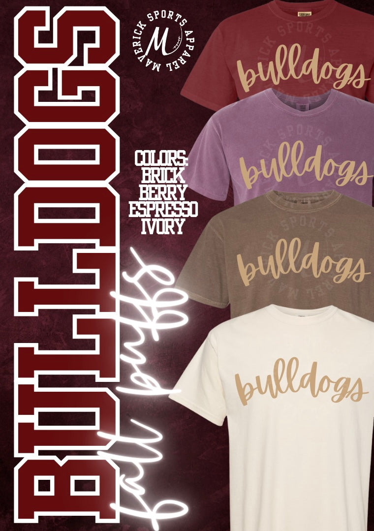 Bulldogs Script Fall Puff Ink Tee