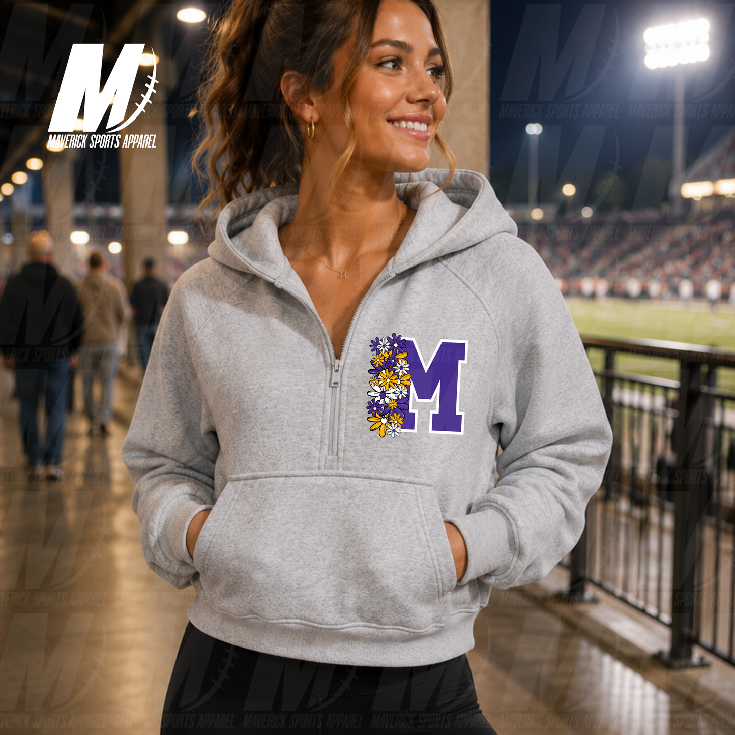 Mavericks Summer Bloom Cropped 1/2 Zip Hoodie