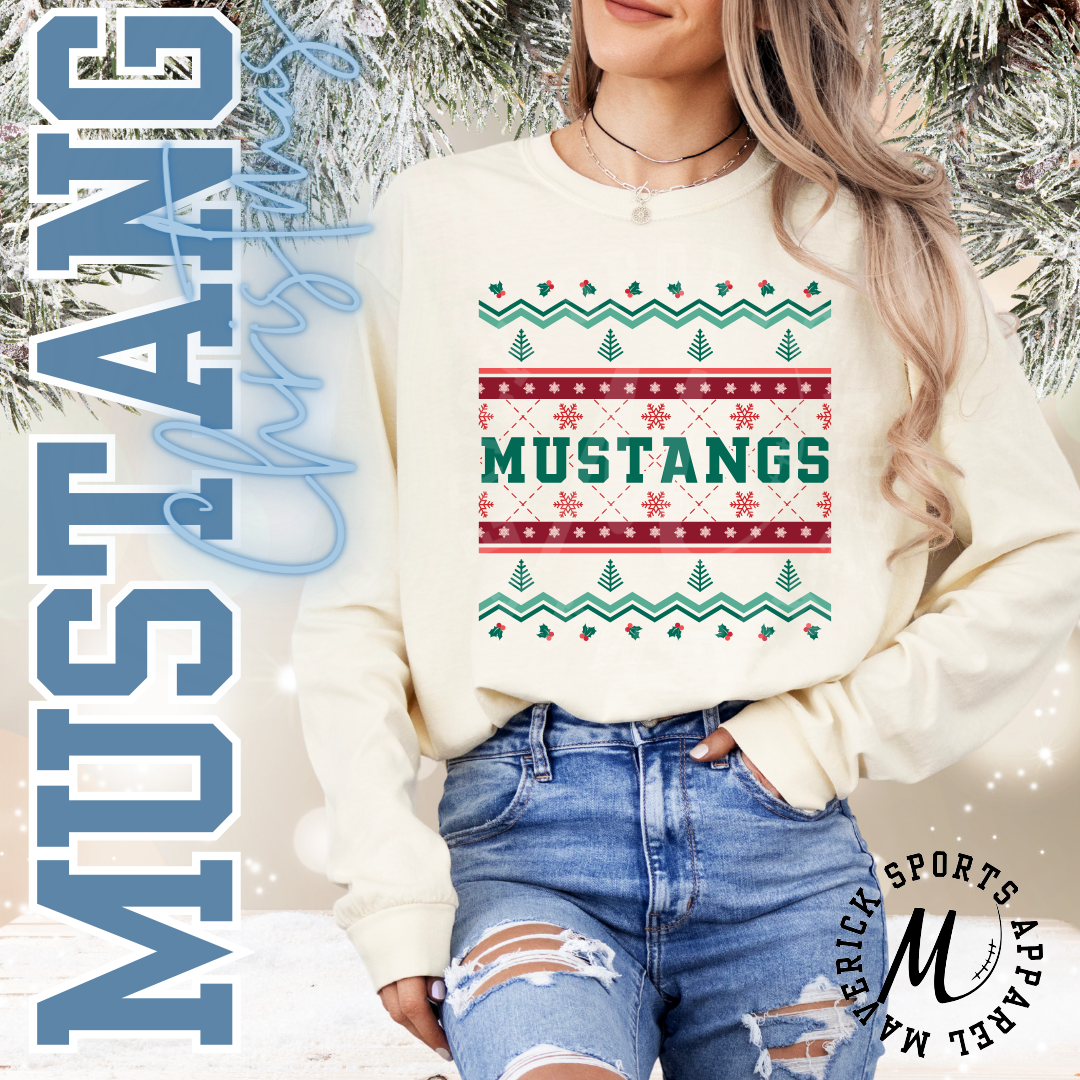 Mustangs Ugly Christmas Long Sleeve Tee