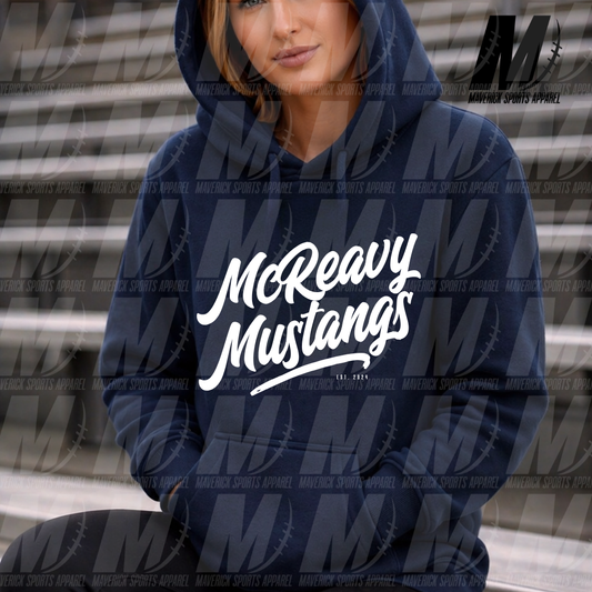 McReavy Mustangs Heritage Script – Hyperactive Fleece Hoodie