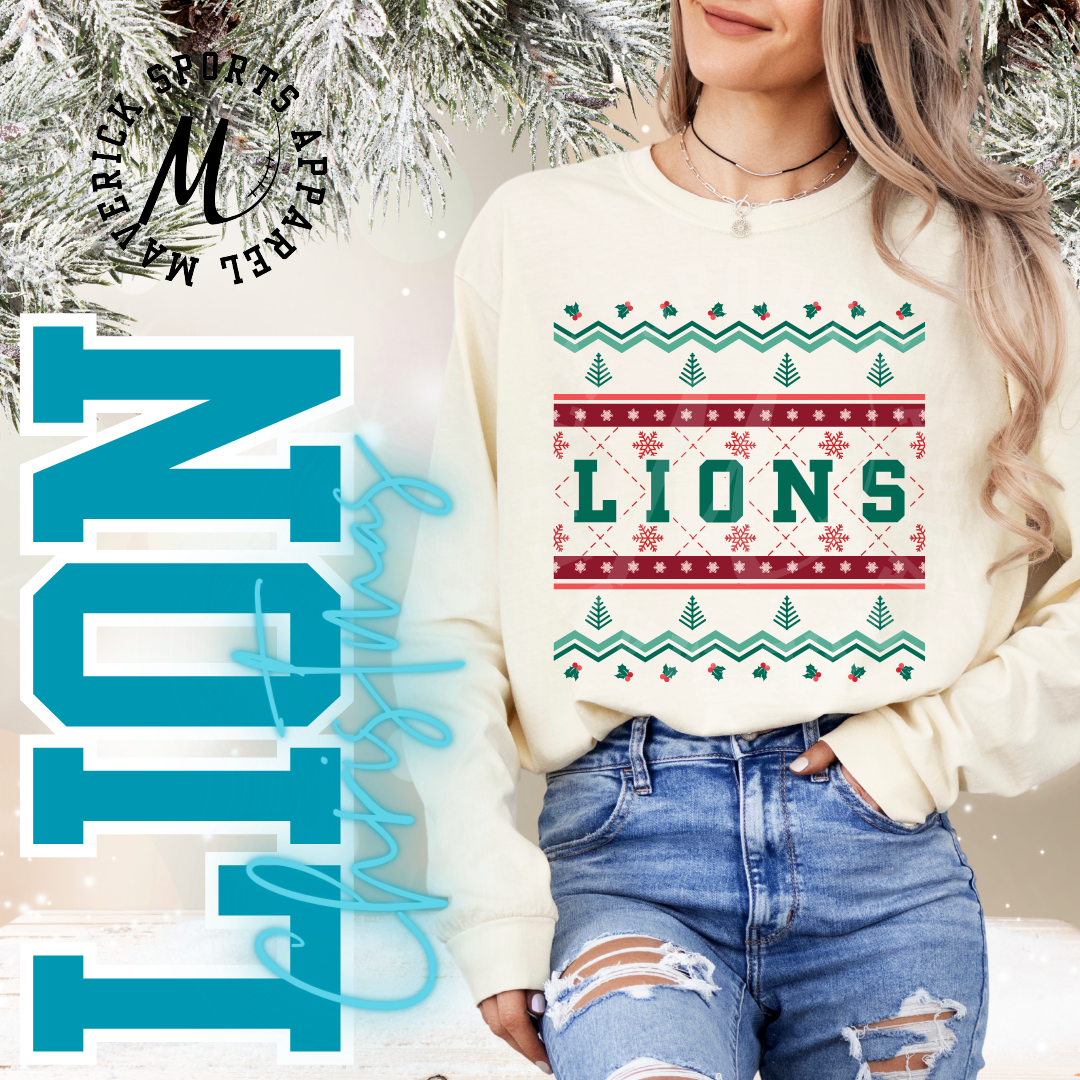 Lions Ugly Christmas Long Sleeve Tee