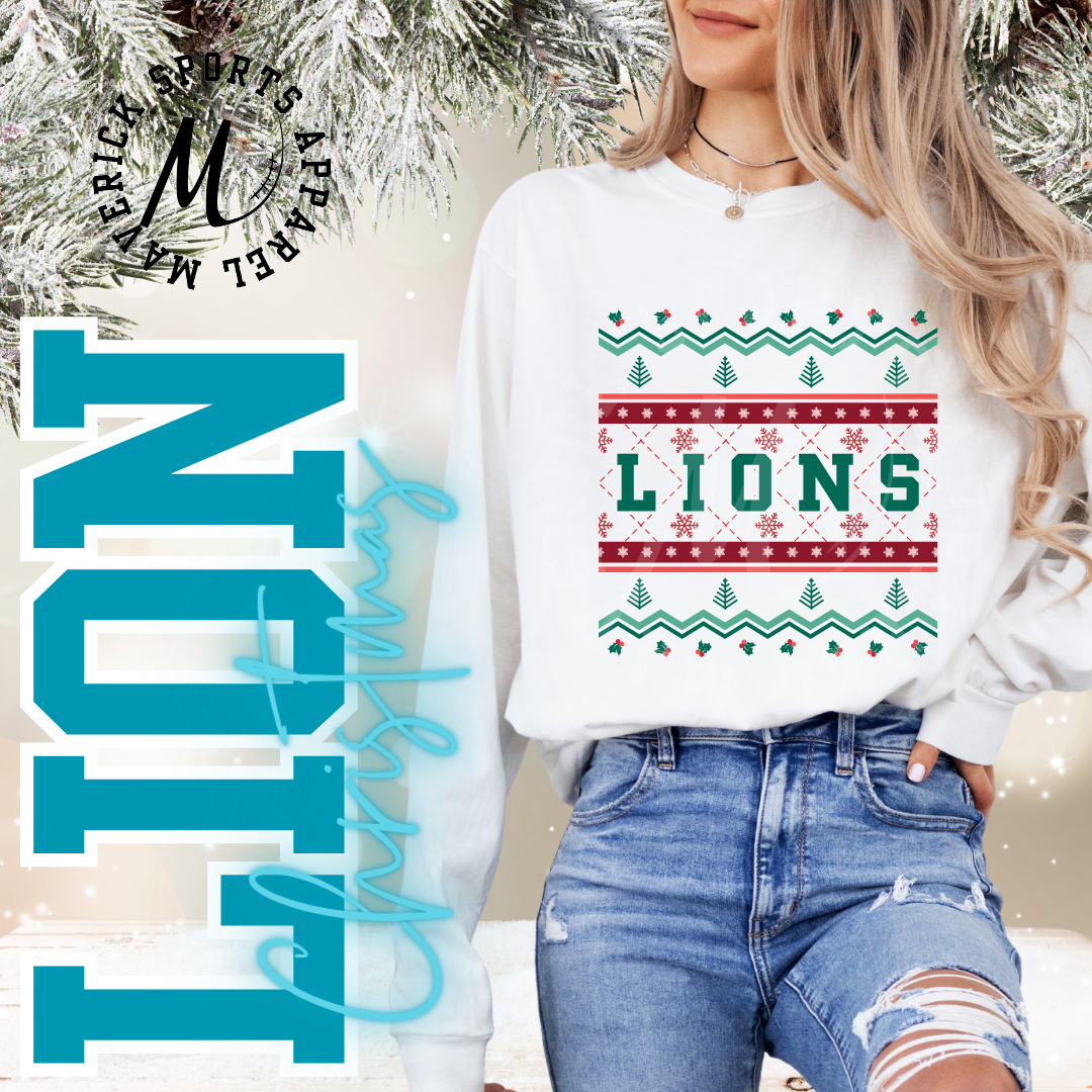 Lions Ugly Christmas Long Sleeve Tee