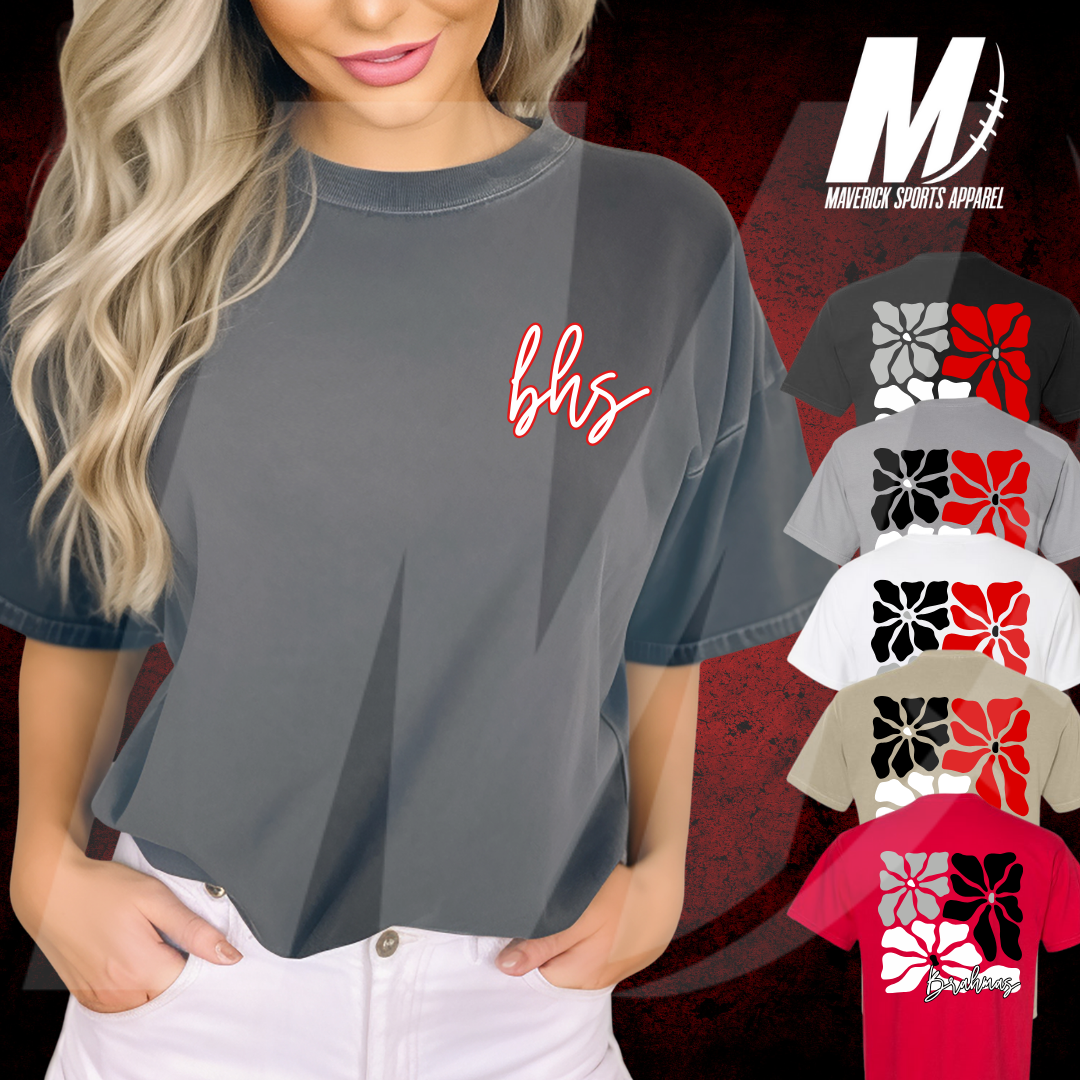 Bellville HS Floral Comfort Colors® Pocket Tee - Full Back Design