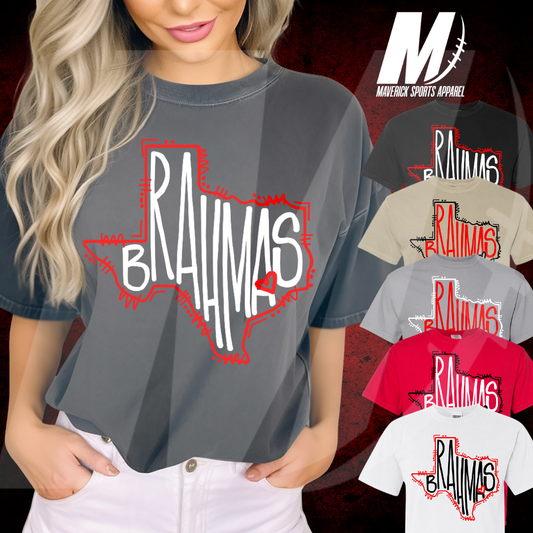 Bellville Brahmas Comfort Colors® Tee – Hand-Drawn Hometown Texas Mascot