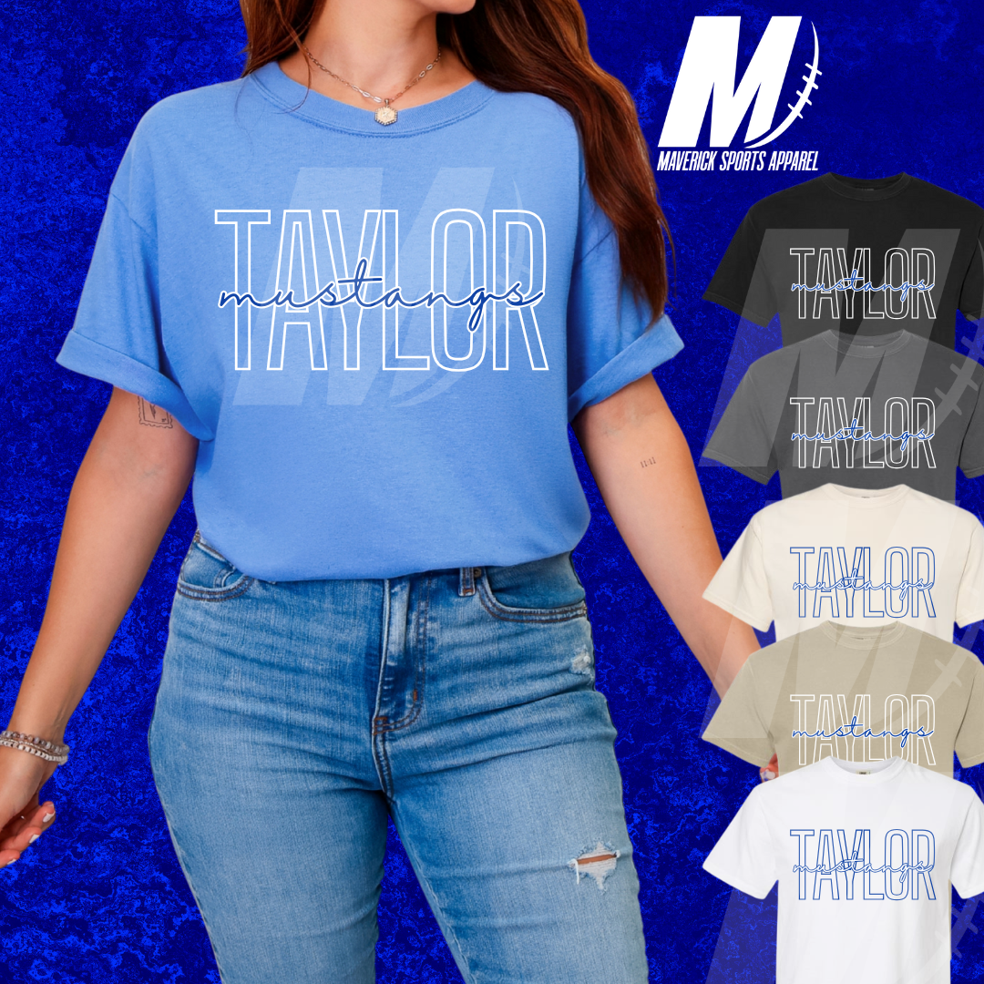 Taylor Mustangs Neon Script Outline Tee – Comfort Colors®