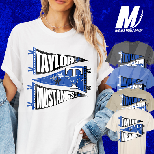 Taylor Mustangs Hand-Drawn Pennant Tee – Comfort Colors®