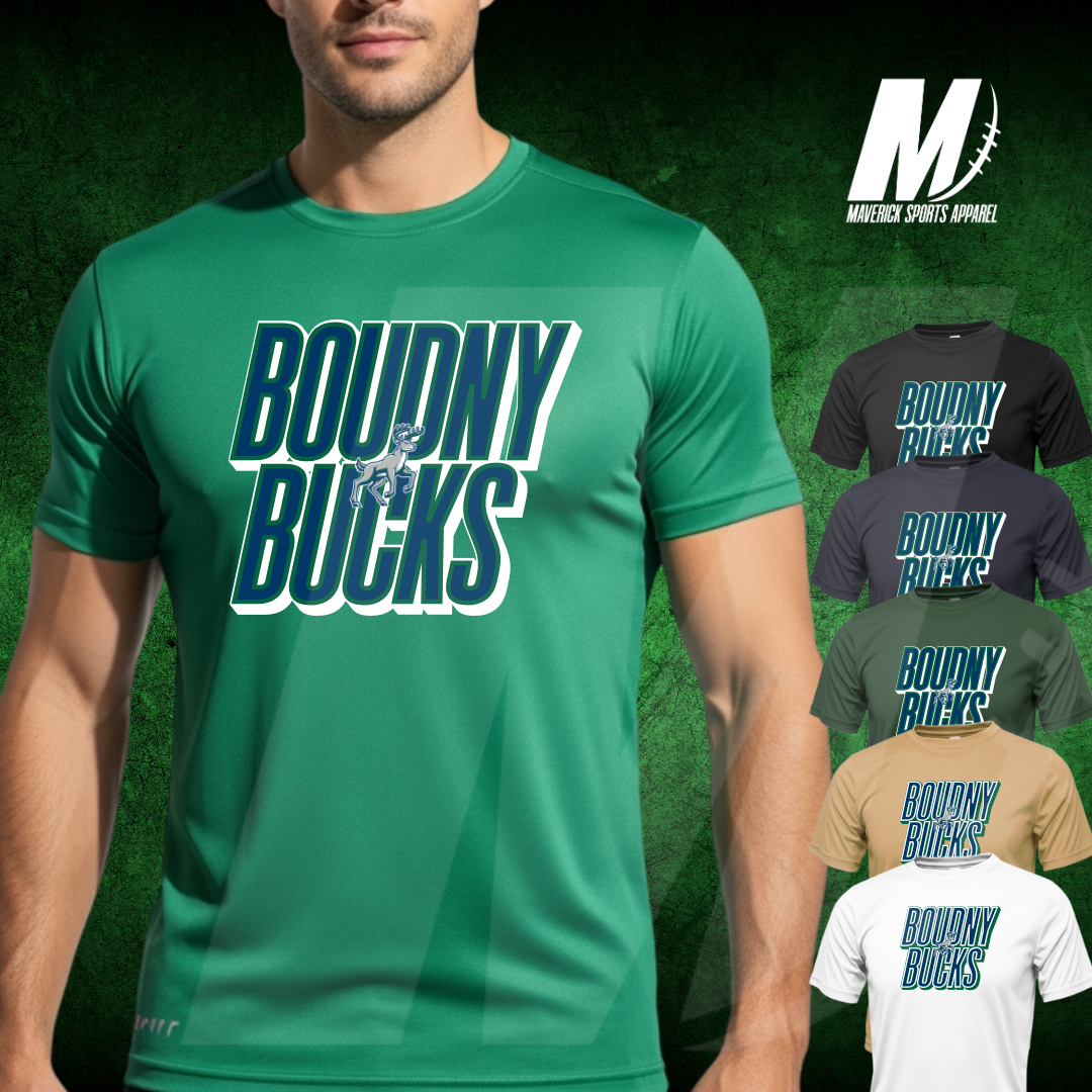 Boudny Bucks Stacked Mascot Tee – Xtreme Tek Dri-Fit Tee