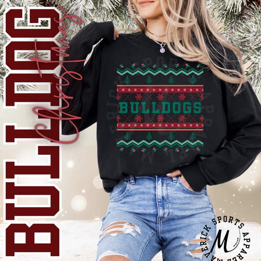 Bulldogs Ugly Christmas Long Sleeve Tee