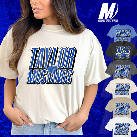 Taylor Mustangs Stacked Mascot Comfort Colors® Tee