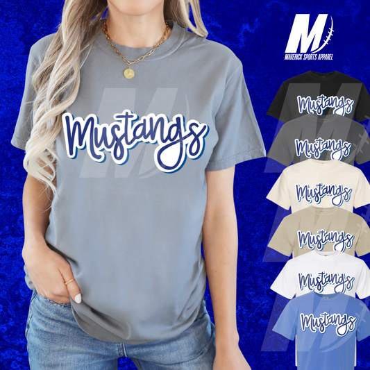 Taylor Mustangs Hand-Drawn Bubble Script Comfort Colors® Tee